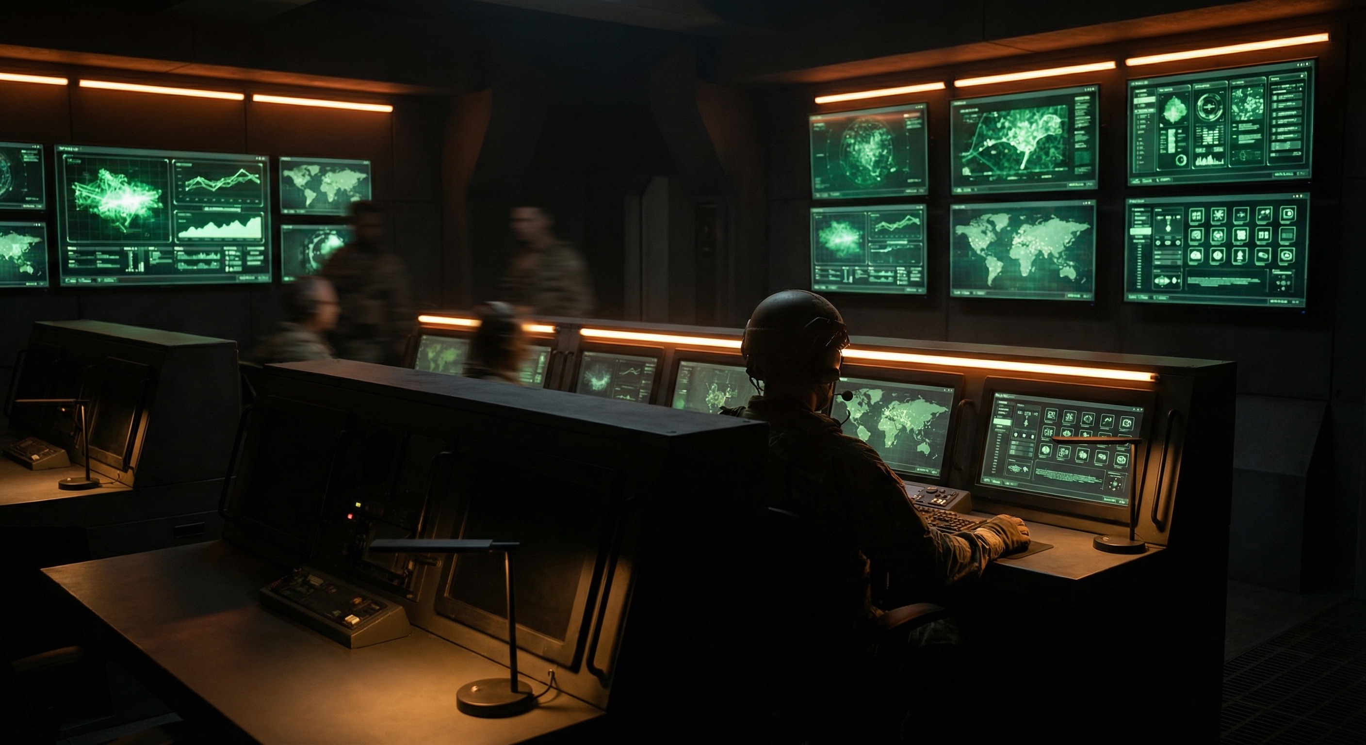 Command center with HUD displays